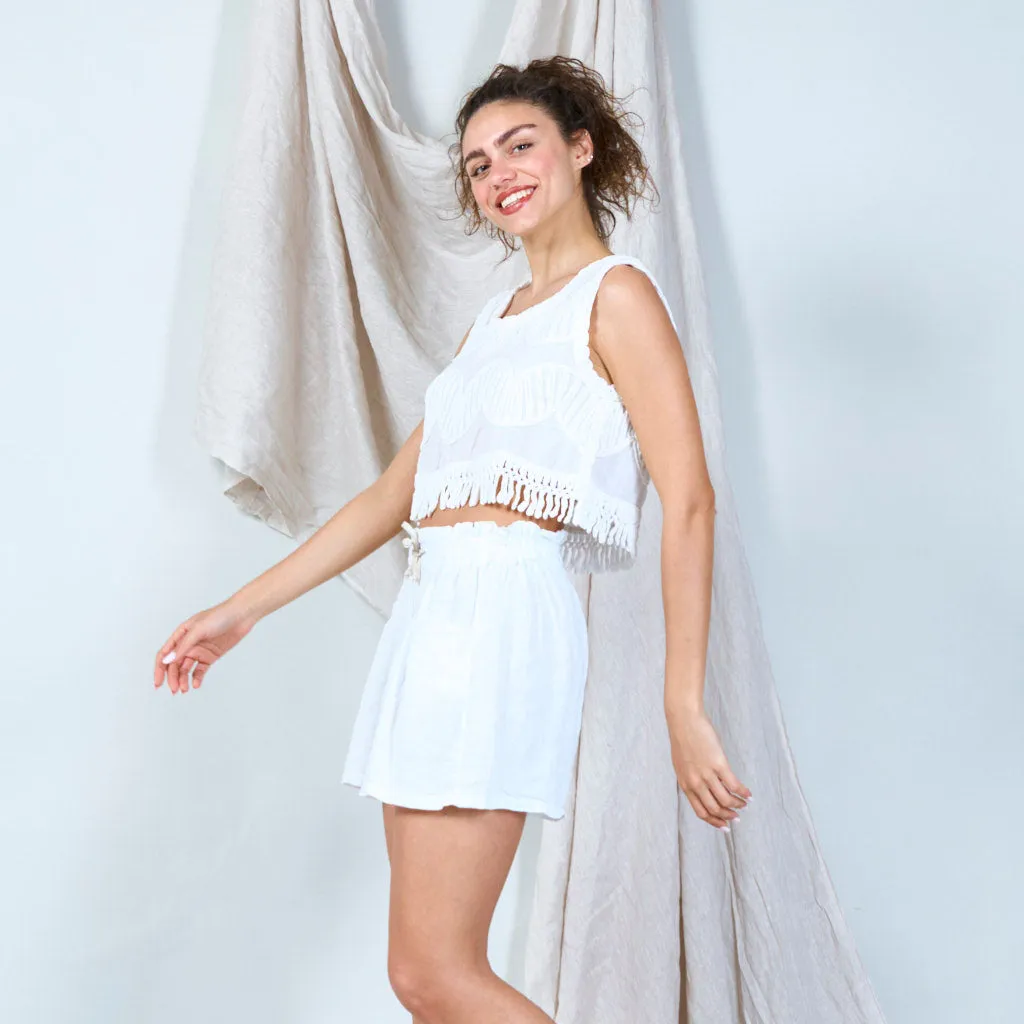 100% Cotton vintage crochet scallop tank wholesale