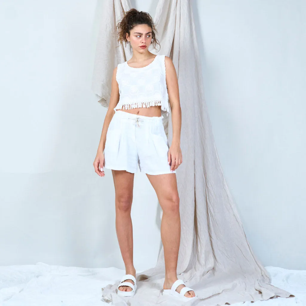 100% Cotton vintage crochet scallop tank wholesale