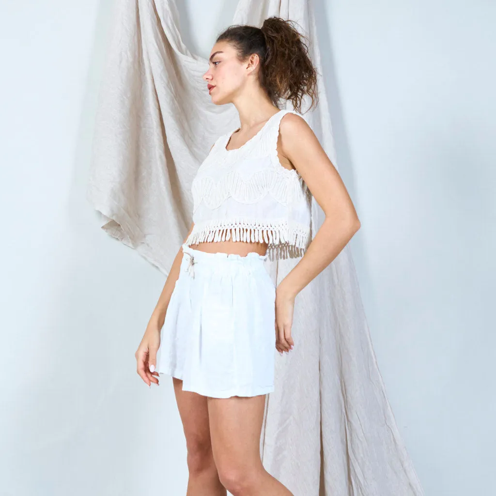 100% Cotton vintage crochet scallop tank wholesale