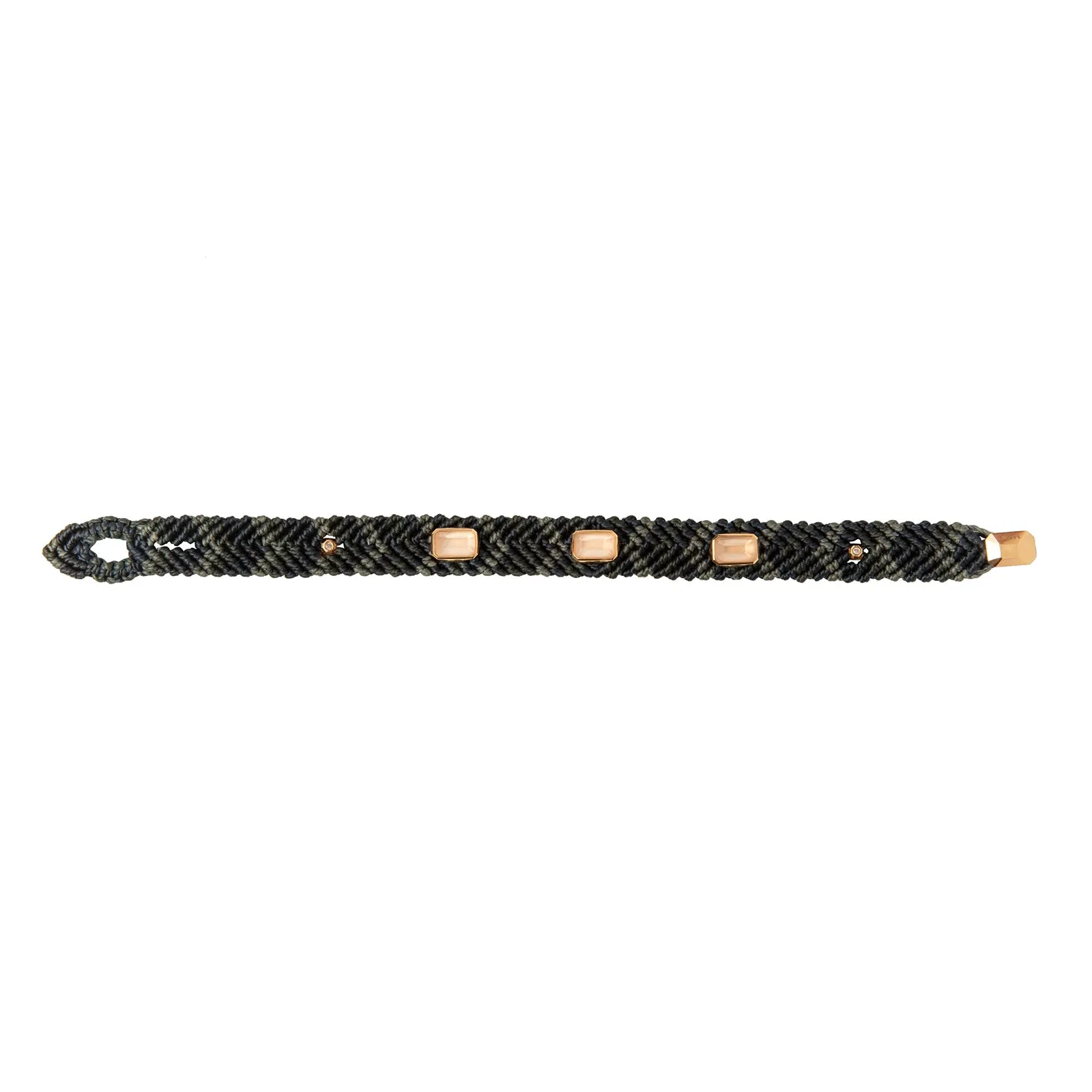 10mm Denim Bracelet - Rose Quartz