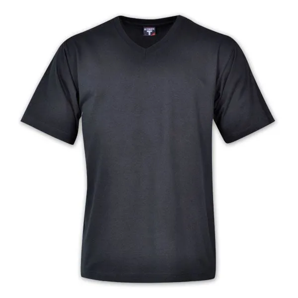 170g Combed Cotton V-neck T-shirt - Black - While Stocks Last