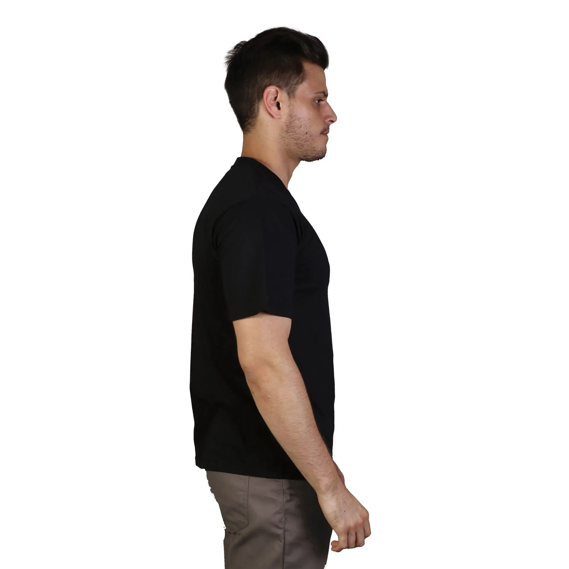 170g Combed Cotton V-neck T-shirt - Black - While Stocks Last