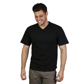 170g Combed Cotton V-neck T-shirt - Black - While Stocks Last