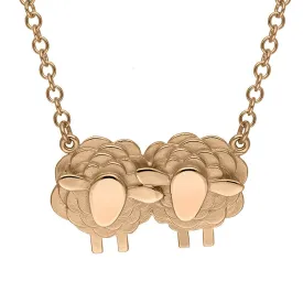 18ct Rose Gold Two Large Sheep Necklace