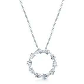 18ct White Gold Pear Cut Diamond Open Circle Pendant