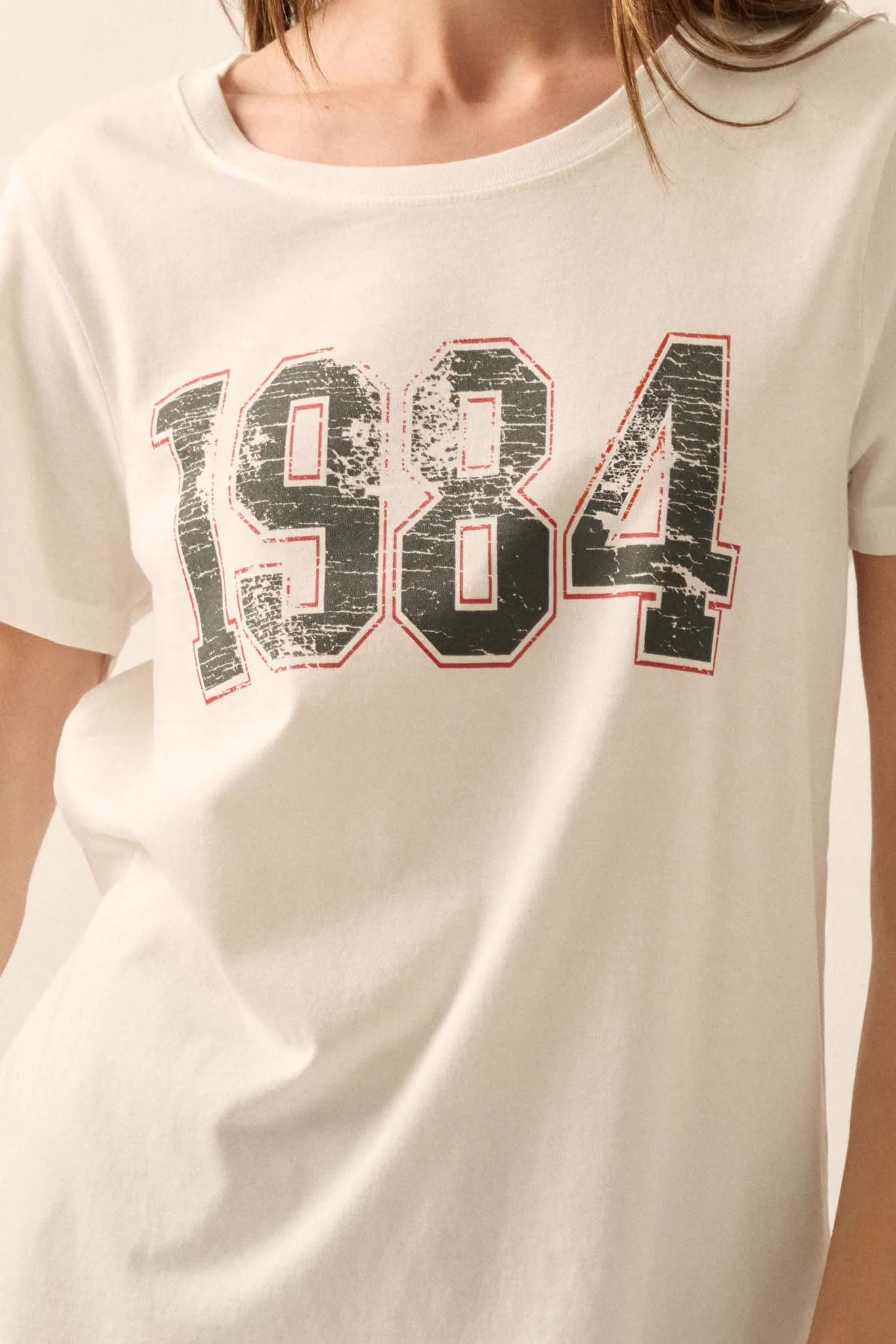 1984 Vintage-Print Varsity Graphic Tee