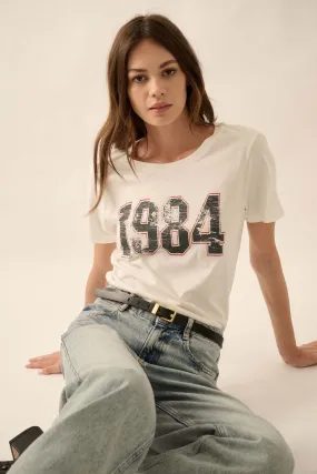 1984 Vintage-Print Varsity Graphic Tee