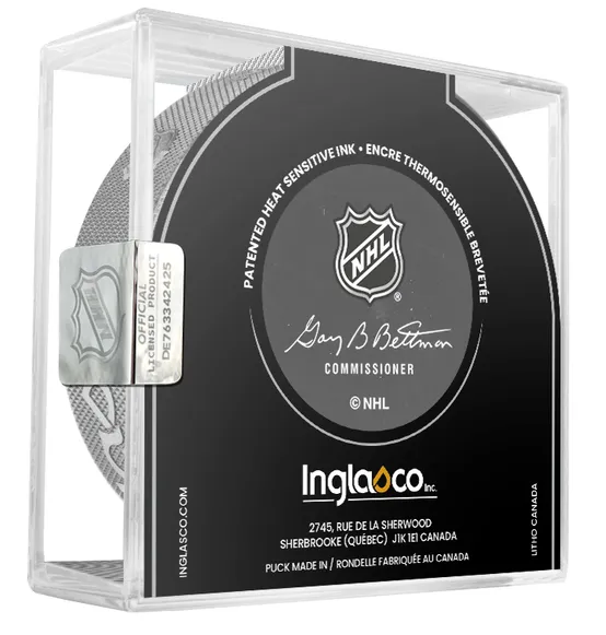2023 NHL Heritage Classic Logo Edmonton Official Game Model Hockey Puck - Oilers vs Flames