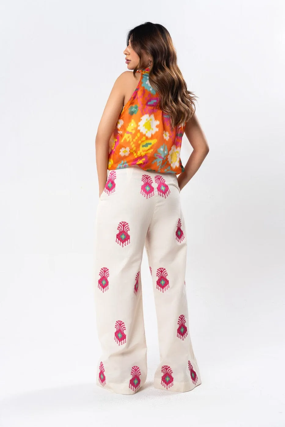 3 Pc Dyed Embroidered Light Cambric Shirt With Printed Chiffon Dupatta