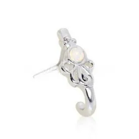 316L Stainless Steel Synthetic Opal Ribbon L Bend Half Nose Hoop by Fashion Hut Jewelry