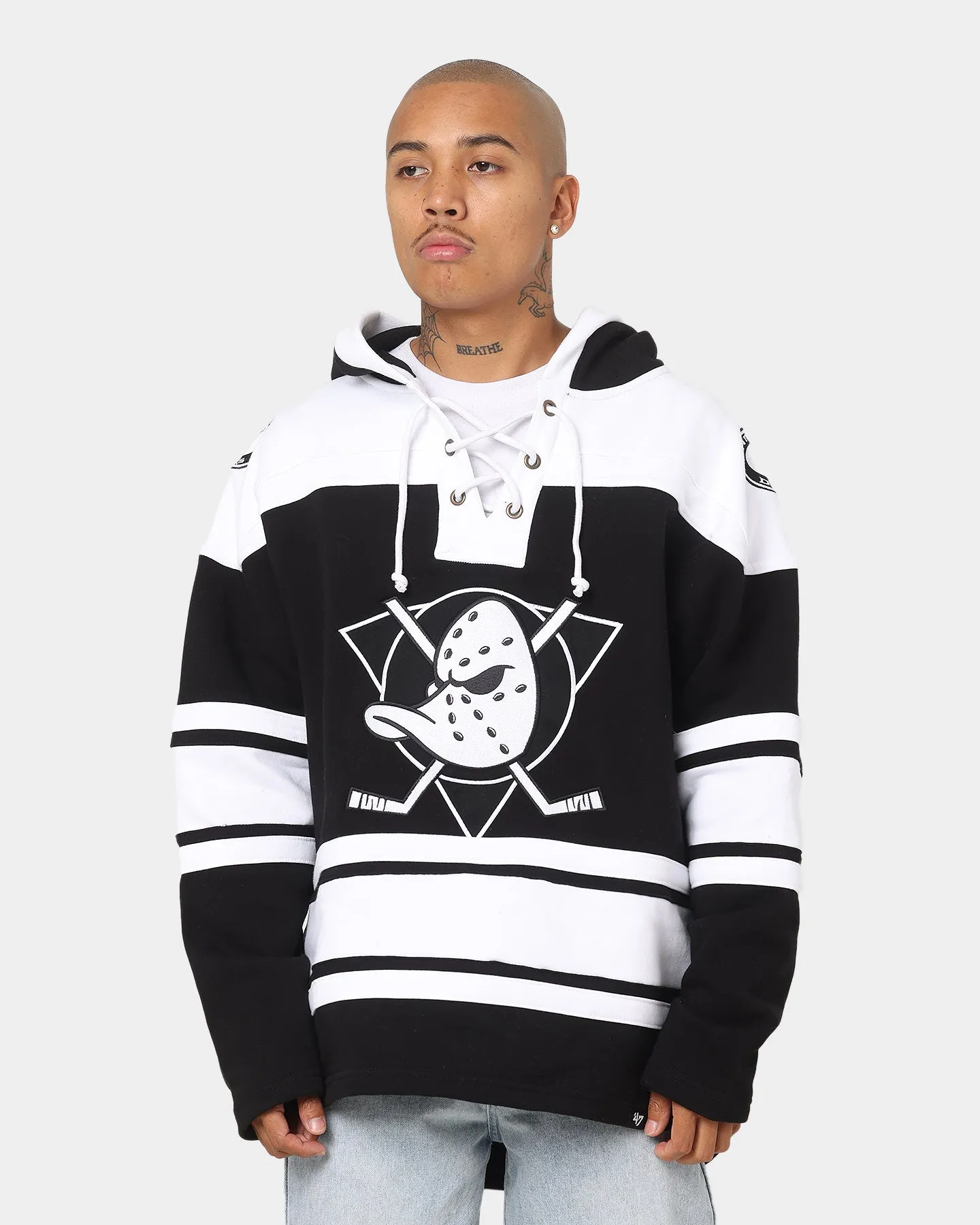 Anaheim Ducks Jet Black NHL 47 Brand Superior Lacer Hoodie