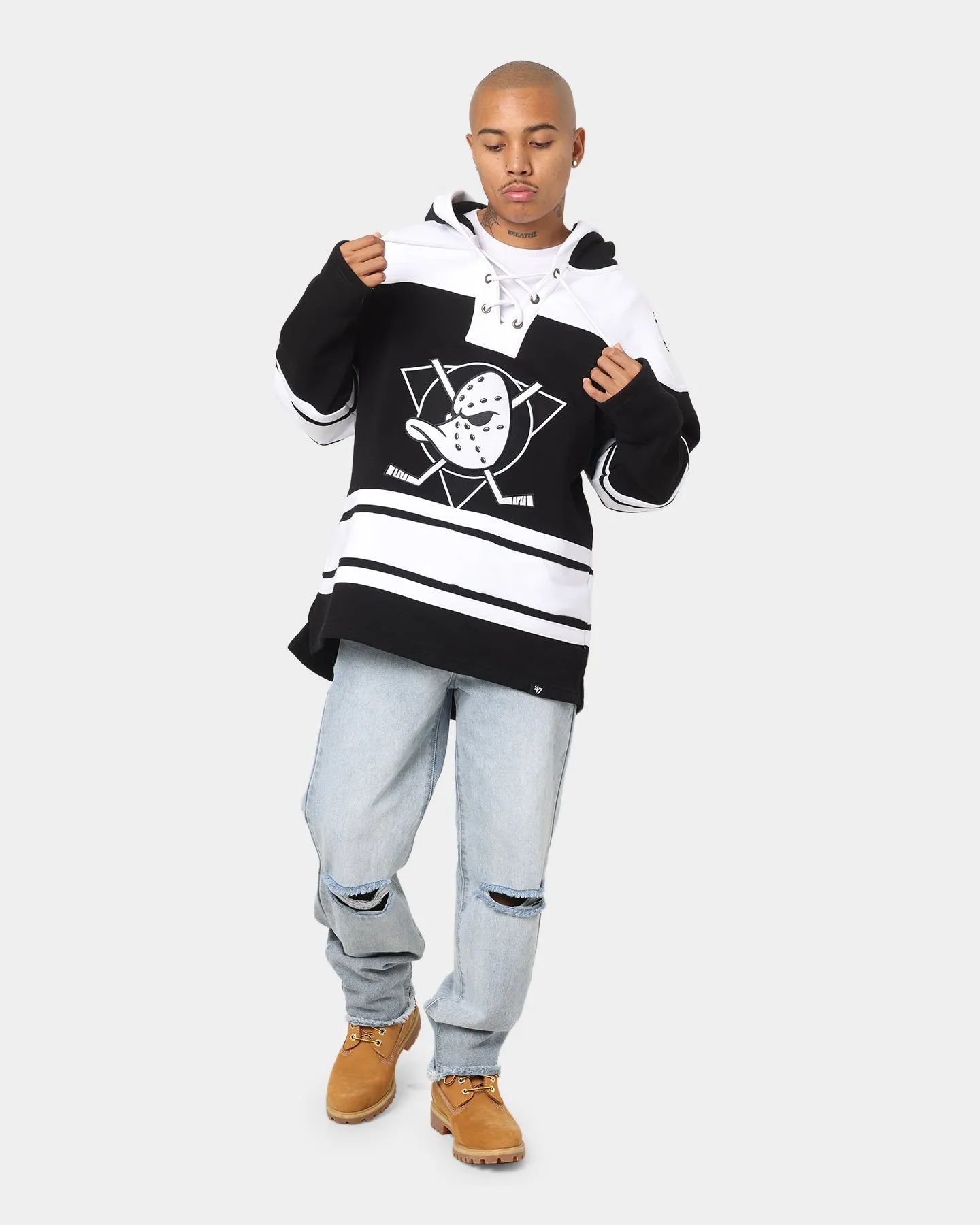 Anaheim Ducks Jet Black NHL 47 Brand Superior Lacer Hoodie