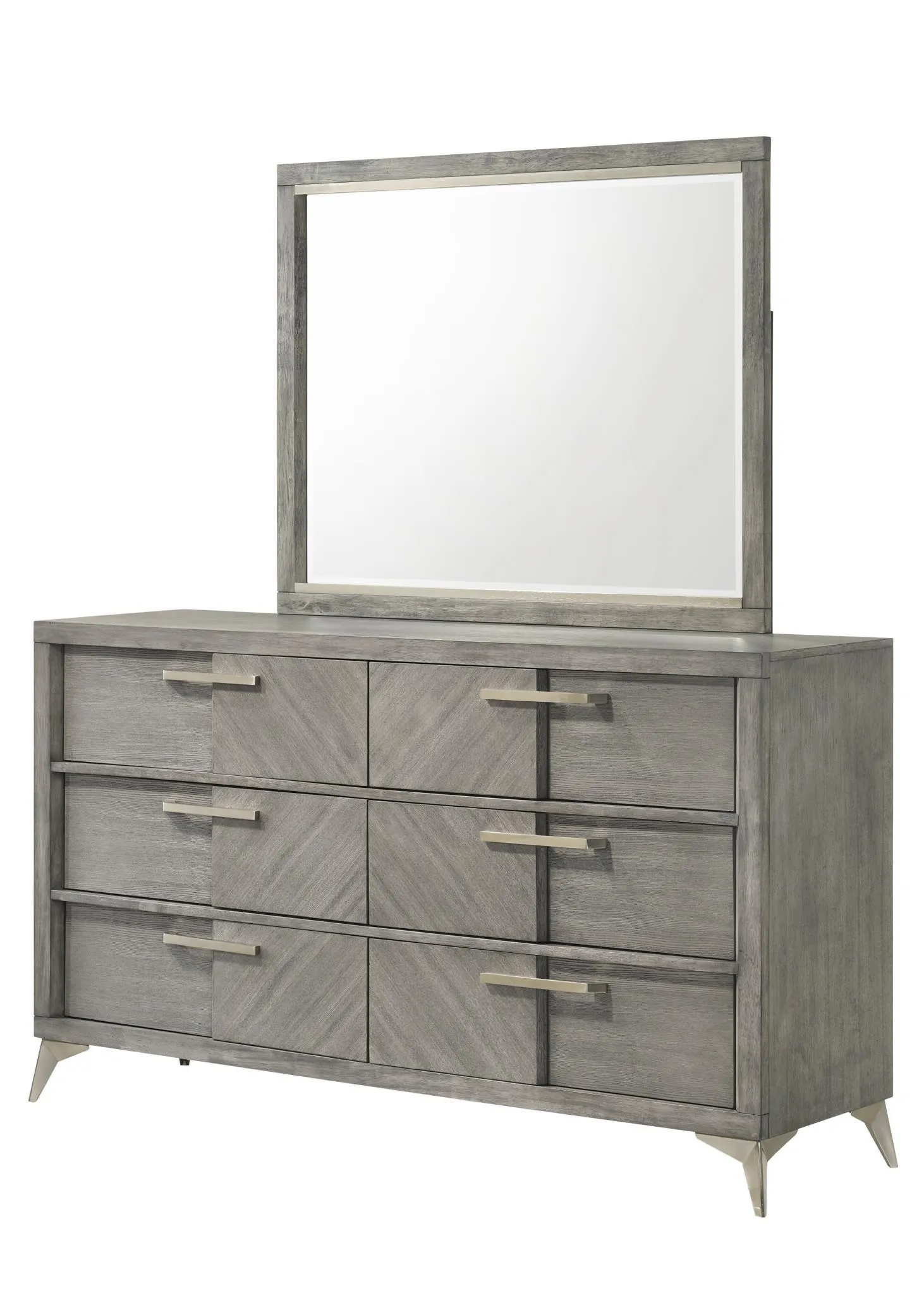 6 Drawer Dresser Book Matched Veneers - Gray by Couch.com