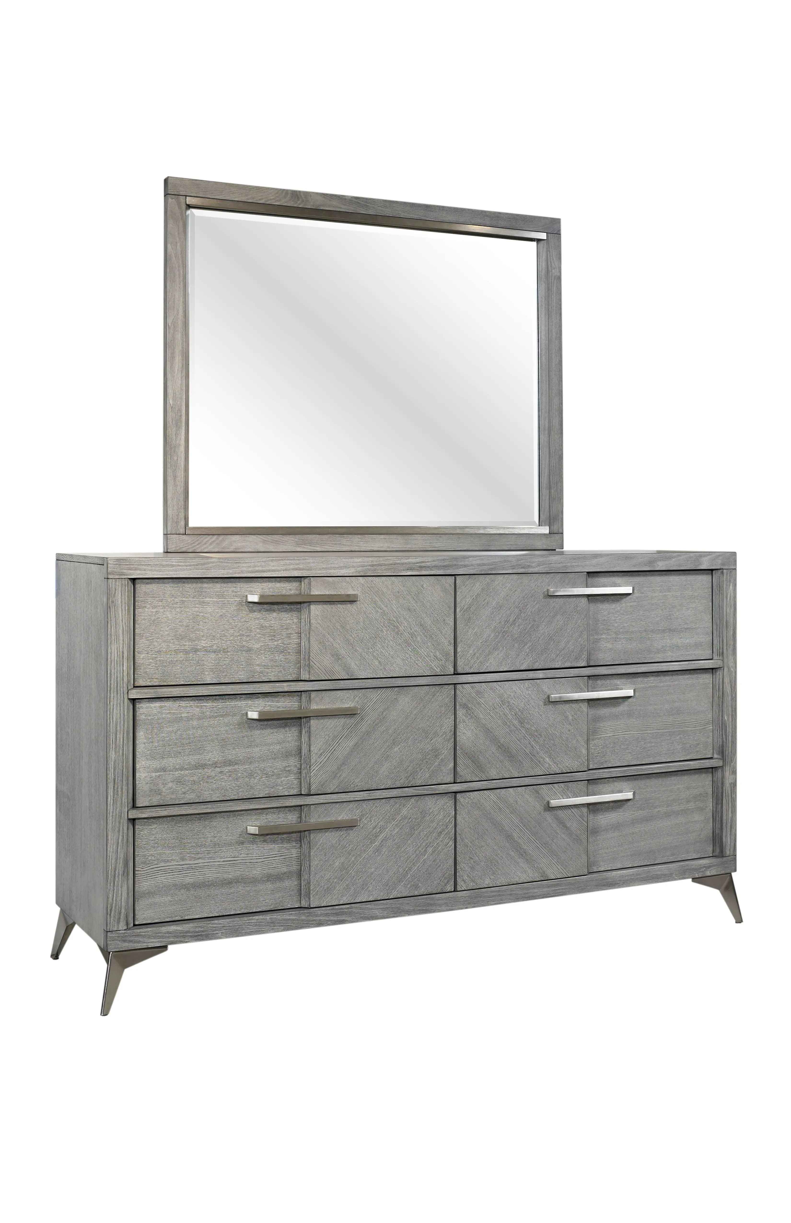 6 Drawer Dresser Book Matched Veneers - Gray by Couch.com