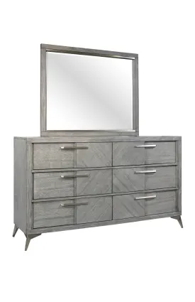 6 Drawer Dresser Book Matched Veneers - Gray by Couch.com
