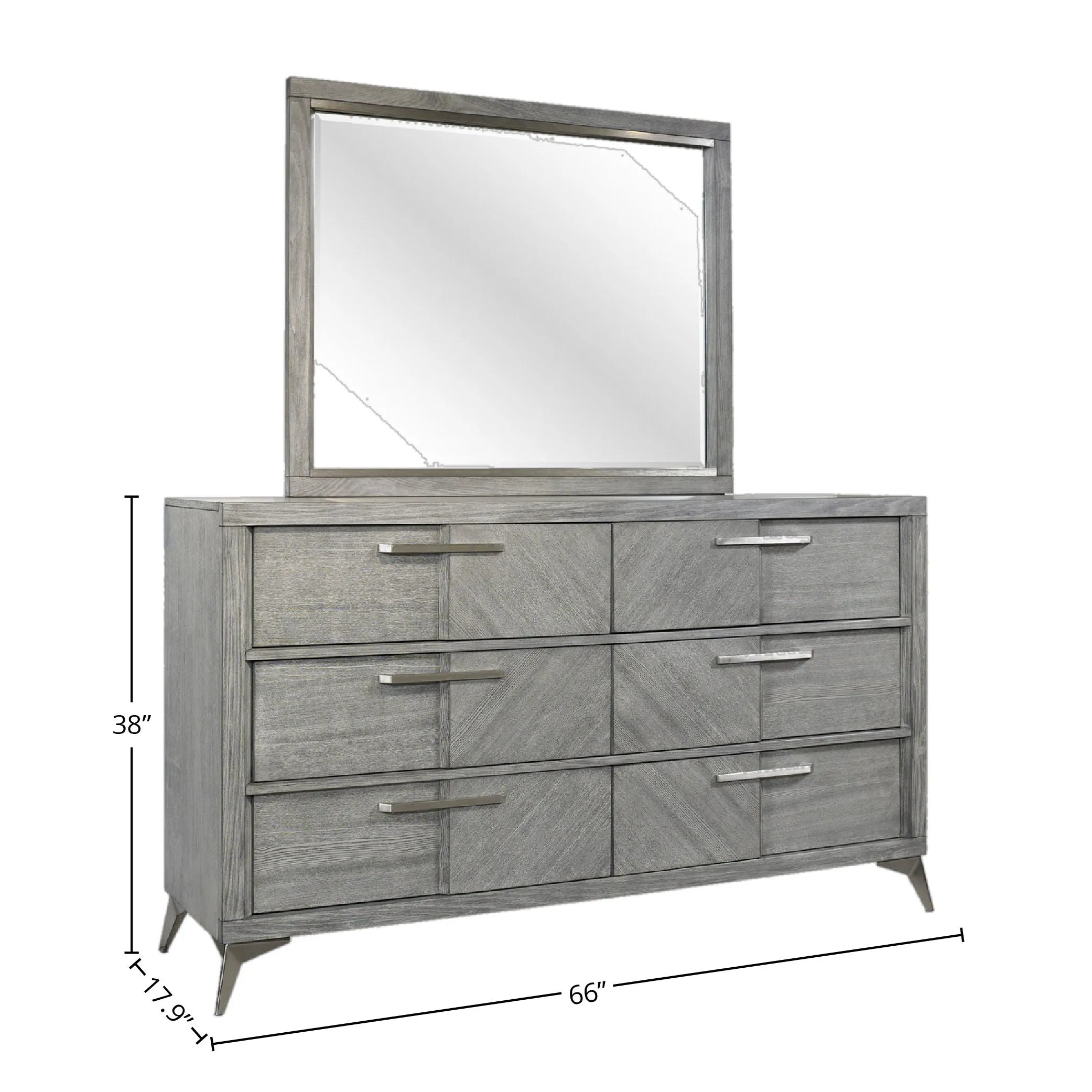 6 Drawer Dresser Book Matched Veneers - Gray by Couch.com