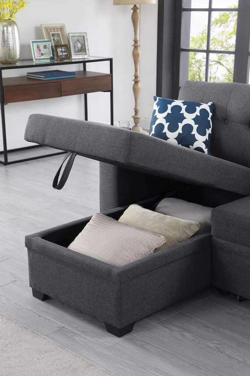 82" Width Sectional With Storage Chaise And Cupholder Armrest by Couch.com