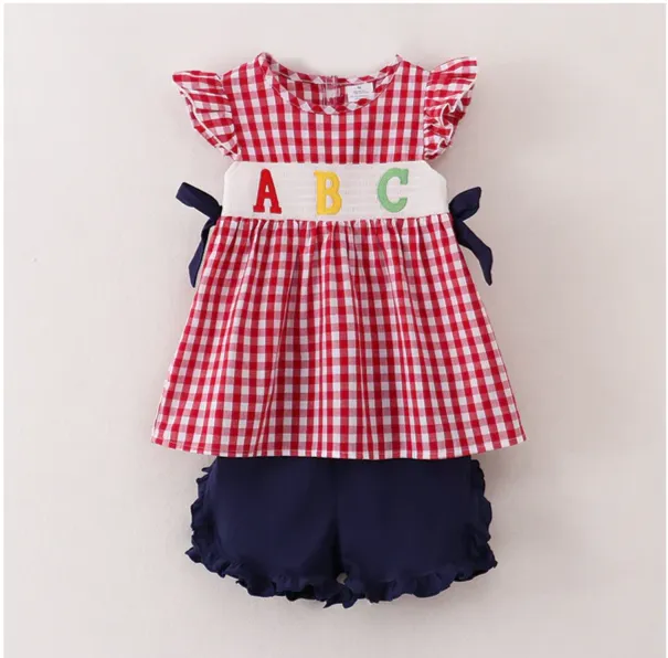 ABC EMBROIDERY SHORT SET