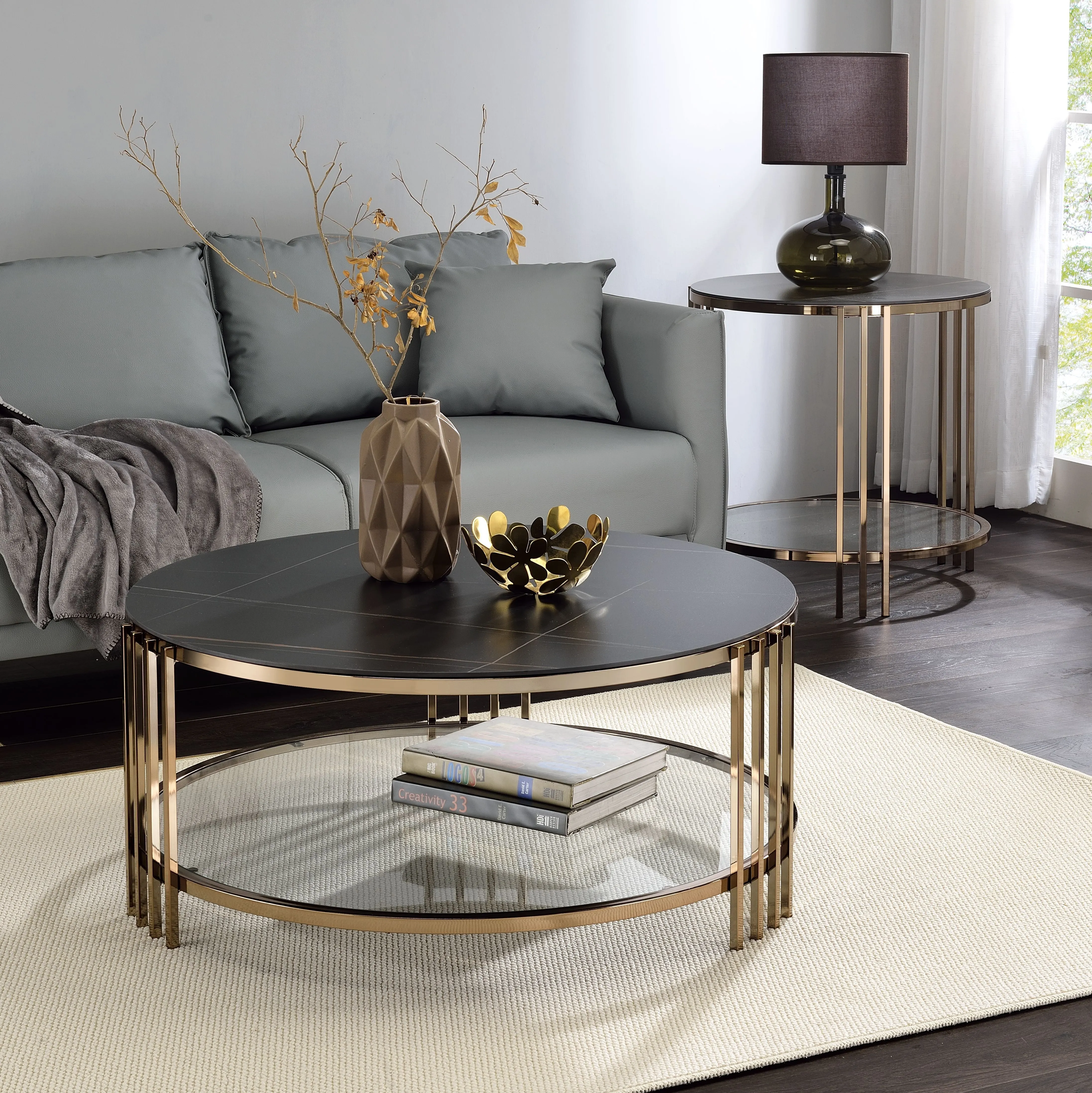 Abisha - Sintered Stone Top Round Table by Couch.com