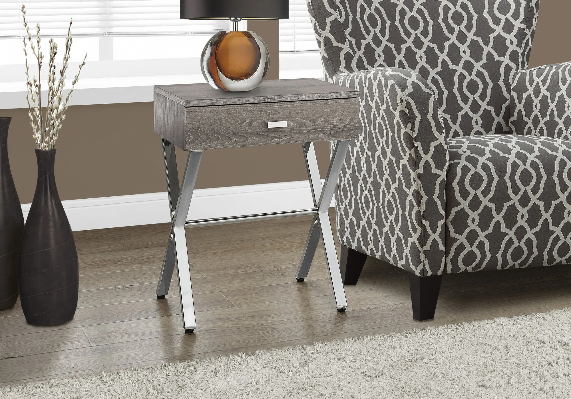 Accent Side X Table, Storage Drawer, Contemporary & Modern by Couch.com