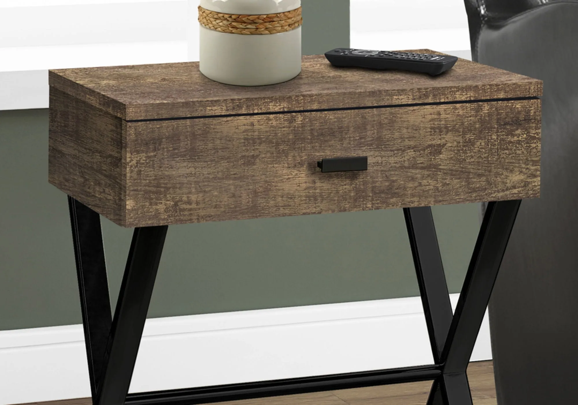 Accent Side X Table, Storage Drawer, Contemporary & Modern by Couch.com