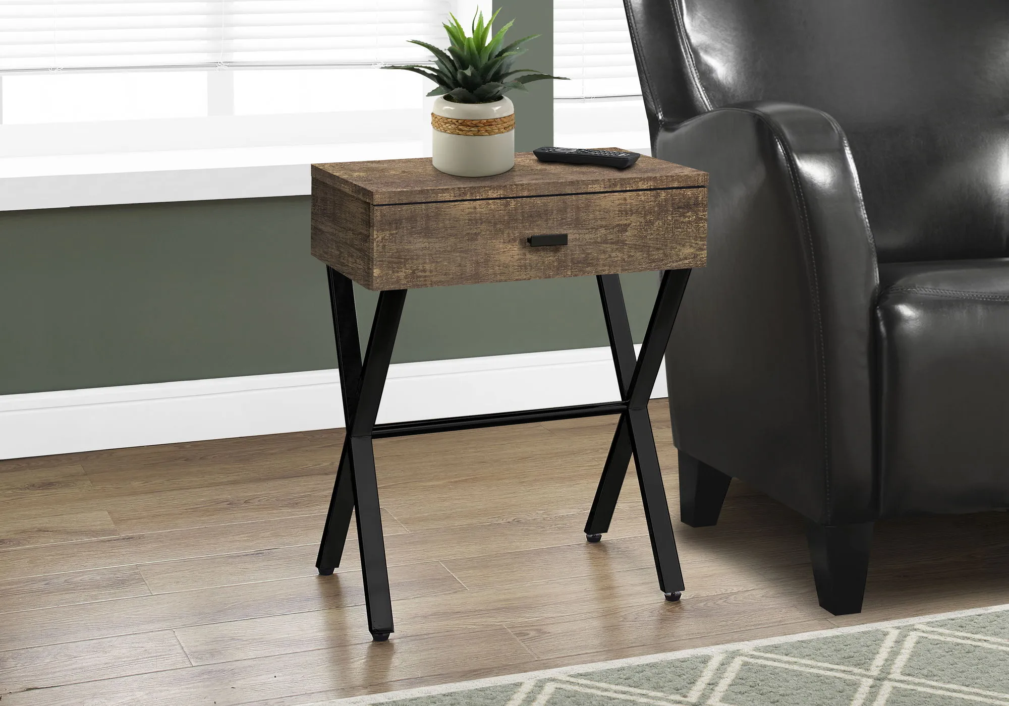 Accent Side X Table, Storage Drawer, Contemporary & Modern by Couch.com