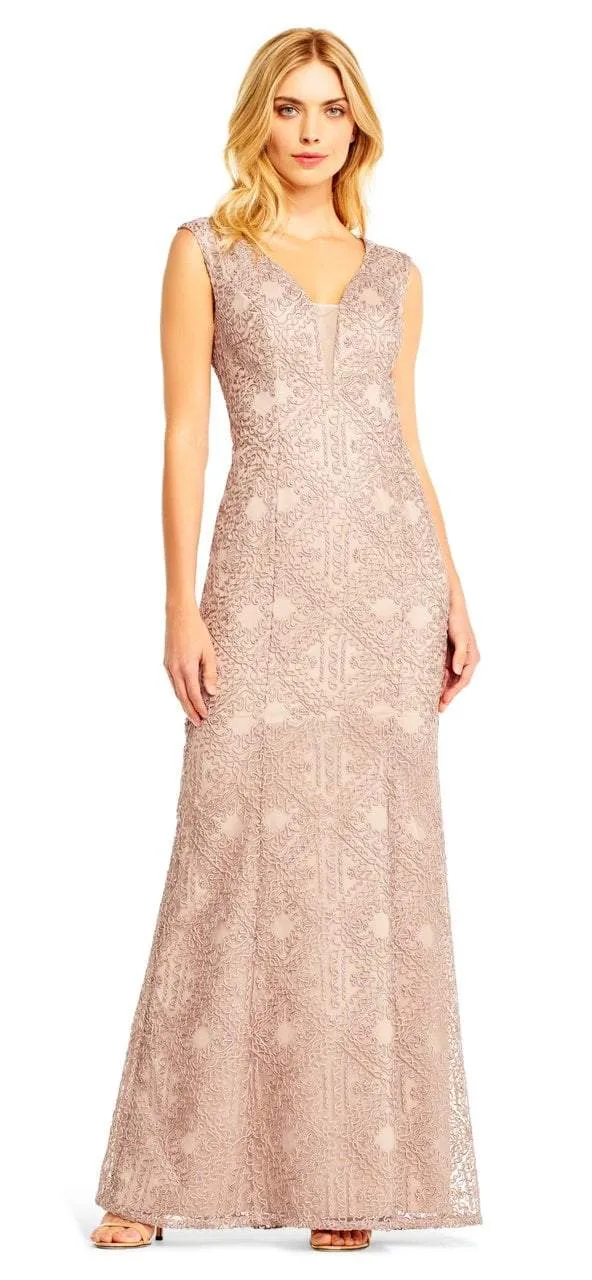 Elegant Sleeveless Aidan Mattox Gown with Soutache Embroidery - MD1E201403