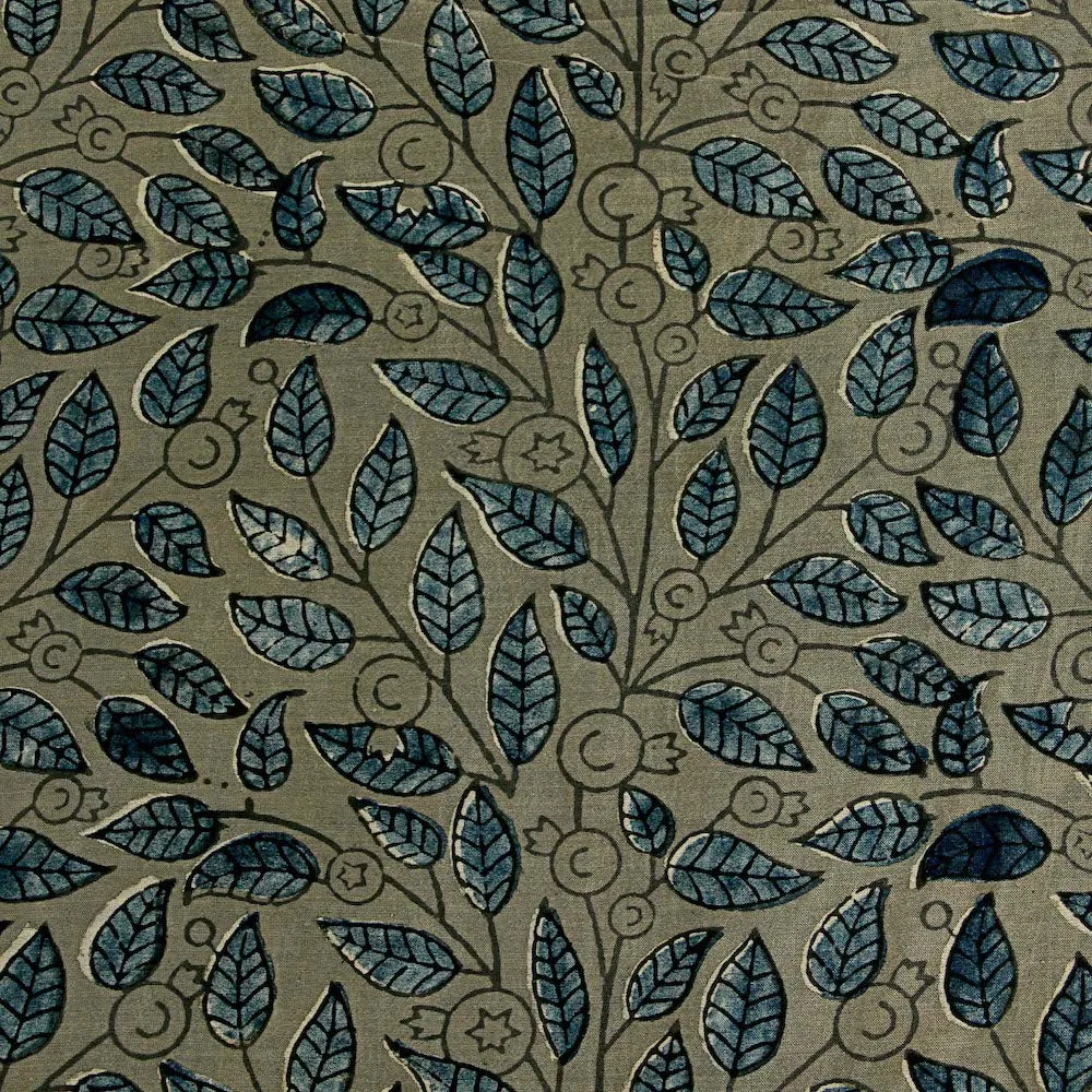 Ajrakh Chanderi Silk Natural Dyed Block Print Fabric