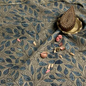 Ajrakh Chanderi Silk Natural Dyed Block Print Fabric