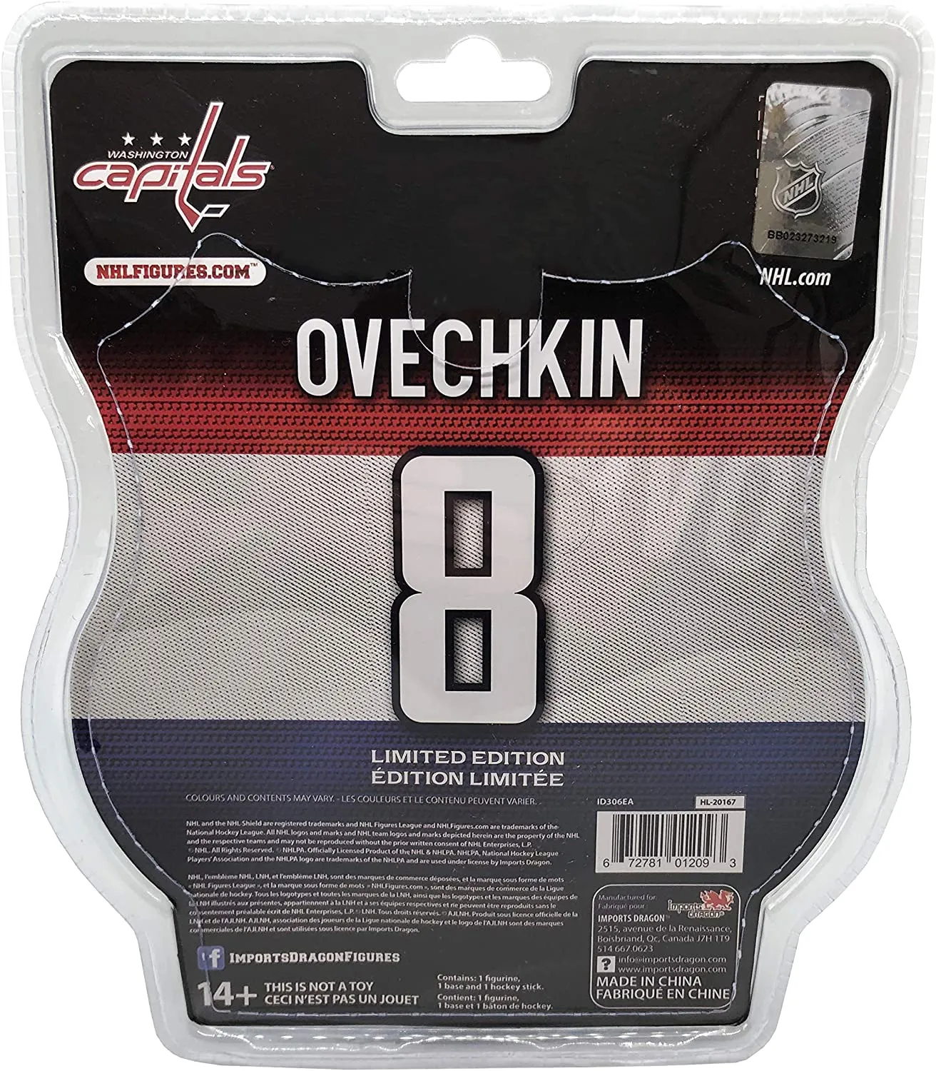 Alexander Ovechkin Washington Capitals  2020-21 Unsigned Imports Dragon 6" Player Replica Figurine