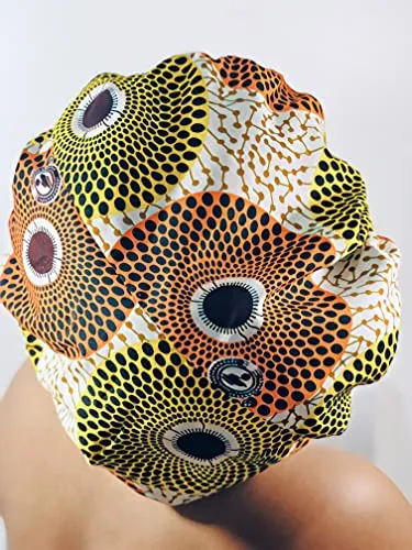 Ankara Silk Satin Bonnet - Lime Green, XL