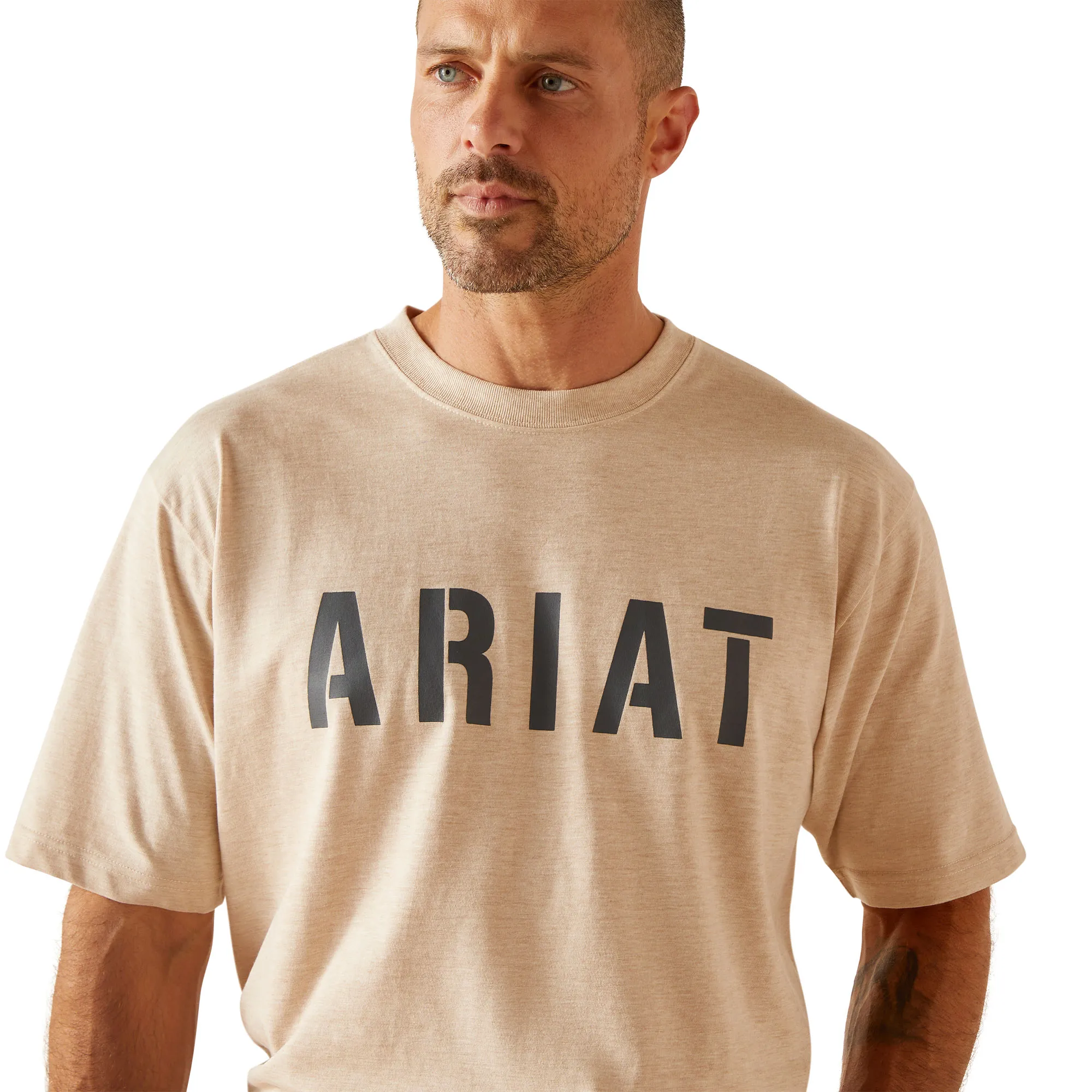 Ariat Men's Rebar Cotton Strong Block Oatmeal Heather Work T-Shirt