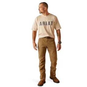 Ariat Men's Rebar Cotton Strong Block Oatmeal Heather Work T-Shirt