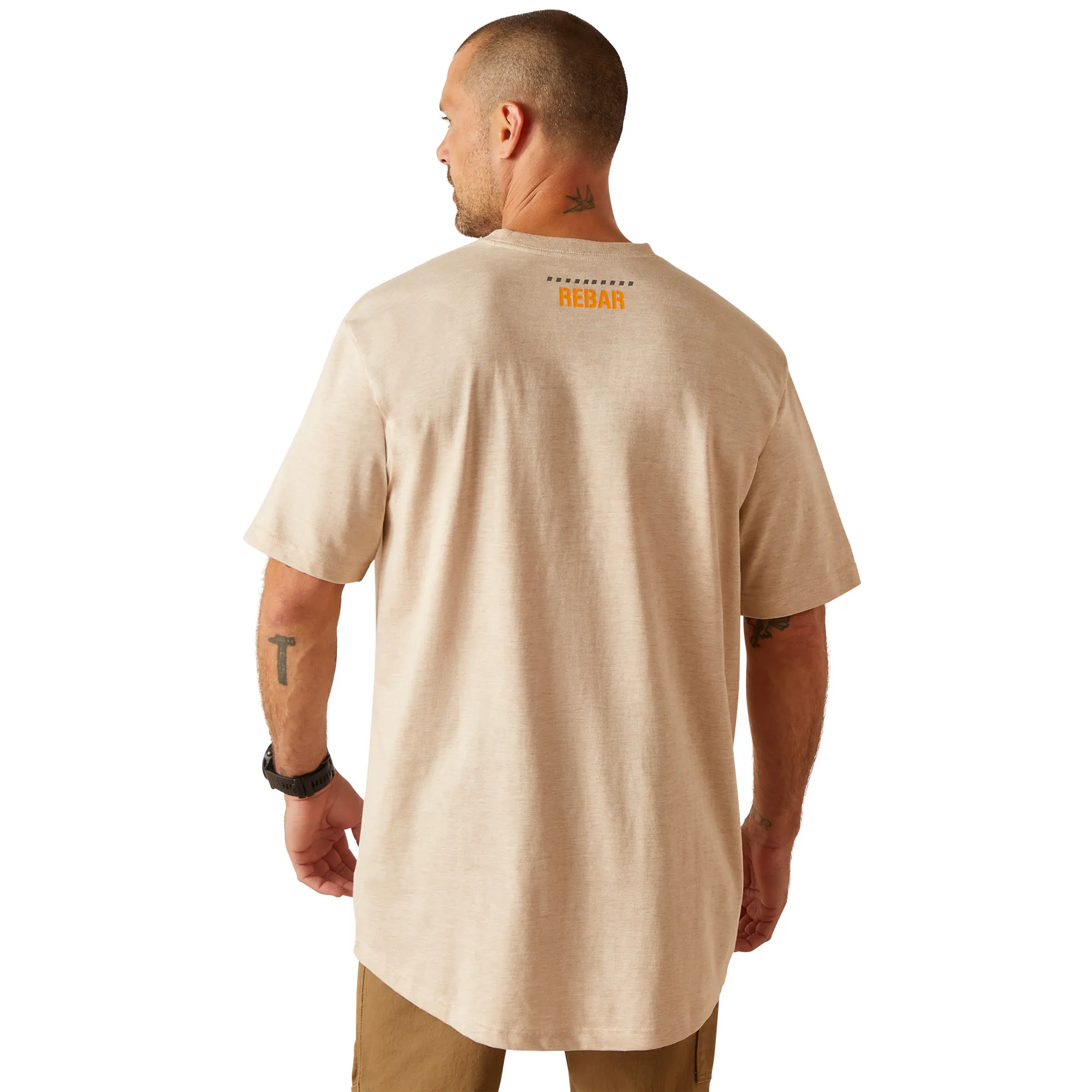 Ariat Men's Rebar Cotton Strong Block Oatmeal Heather Work T-Shirt