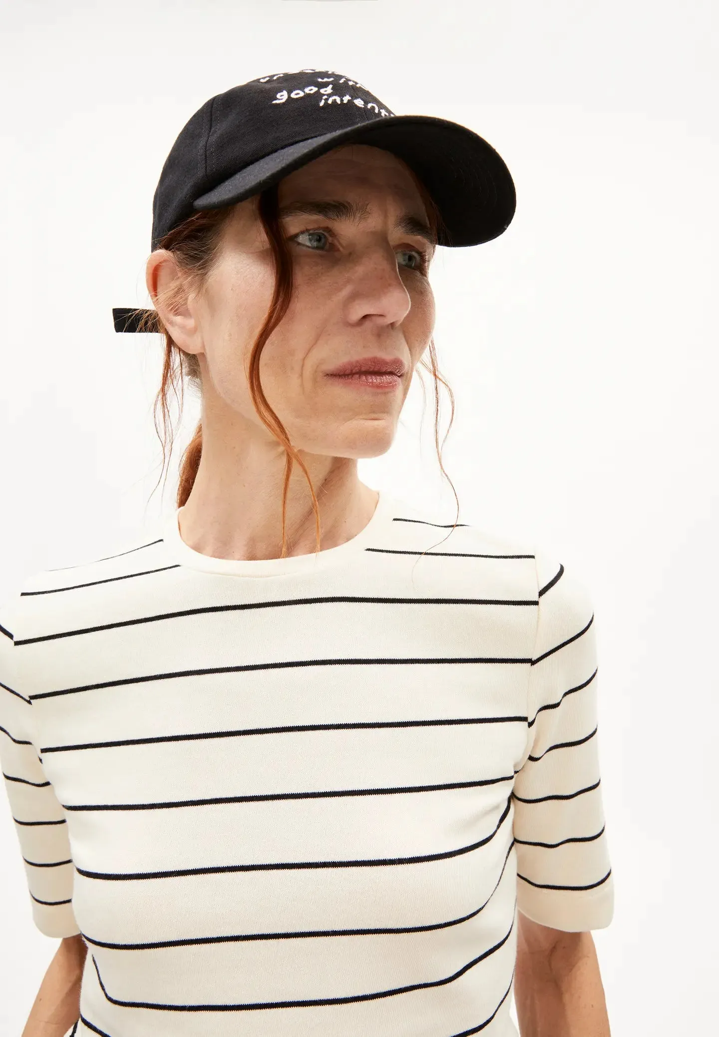 ARMEDANGELS Jaanisara fine stripe t-shirt oatmilk black women