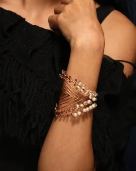 Astral Aura And Pearl Cloud Wire Cuff Bracelet