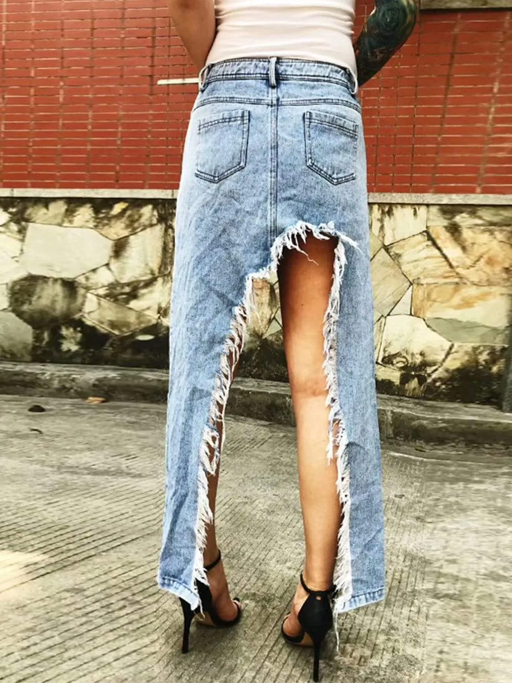 Asymmetrical Denim Skirt