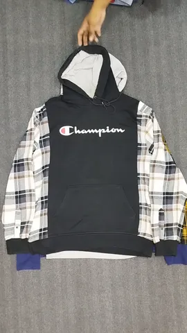 AW24 Reworked Flannel Sleeves Branded Hoodie