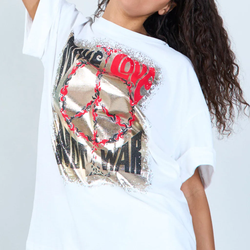 Basic white t-shirt with print " MAKE LOVE" wholesale