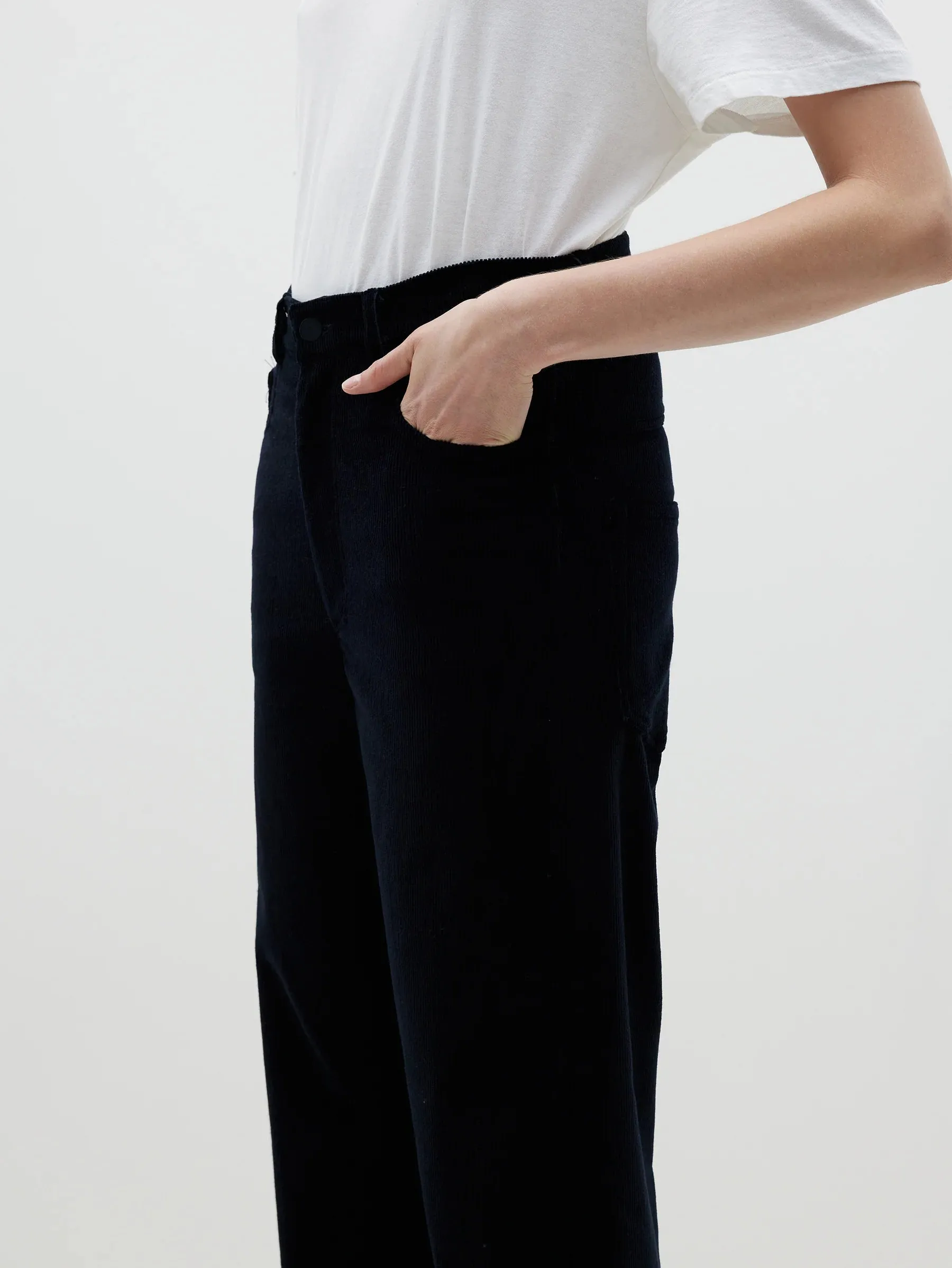 Bassike Cord Straight Leg Pant - Black