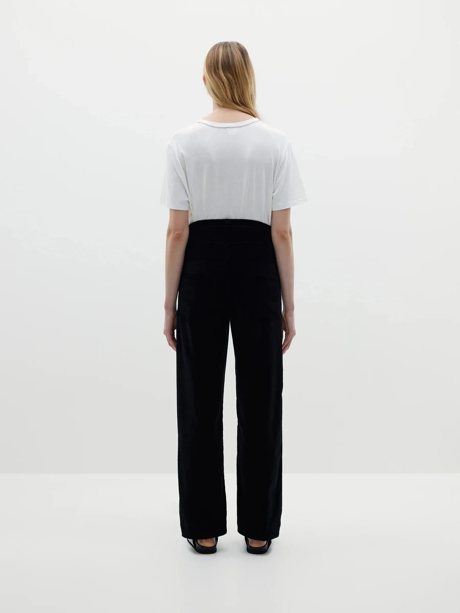 Bassike Cord Straight Leg Pant - Black