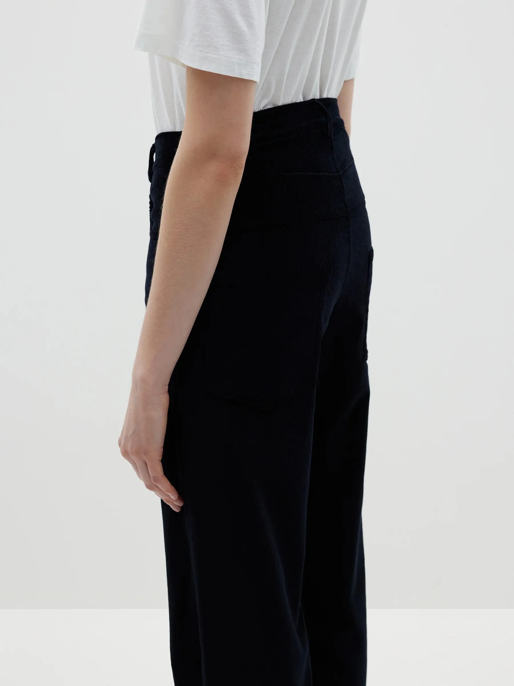 Bassike Cord Straight Leg Pant - Black