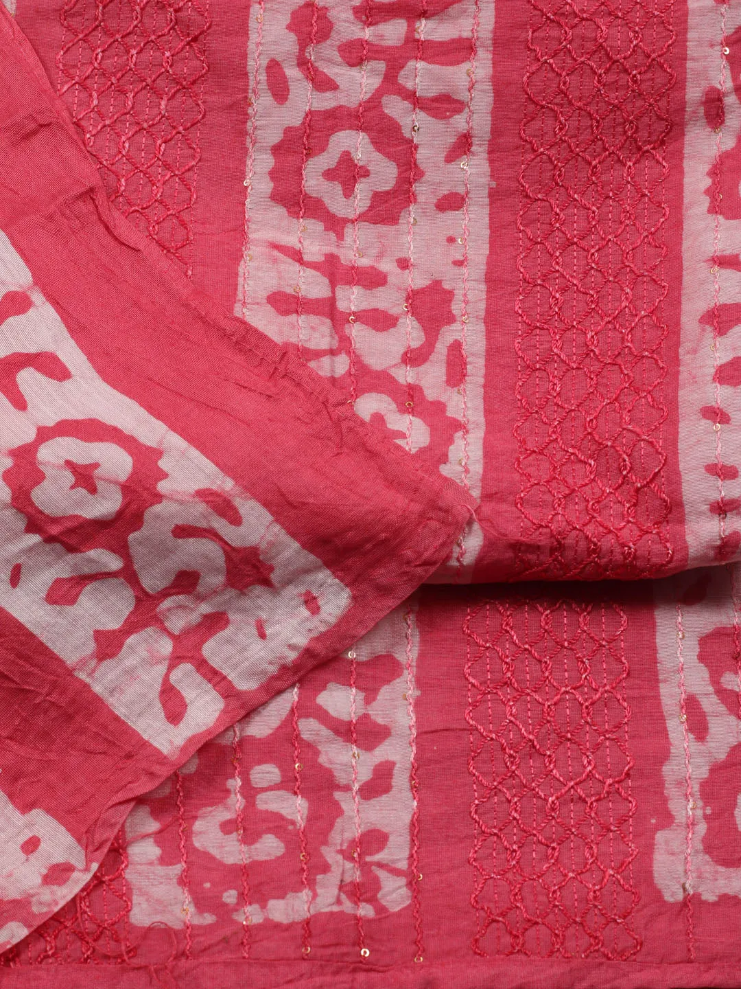 Batik Print Cotton Unstitched Suit Piece With Dupatta