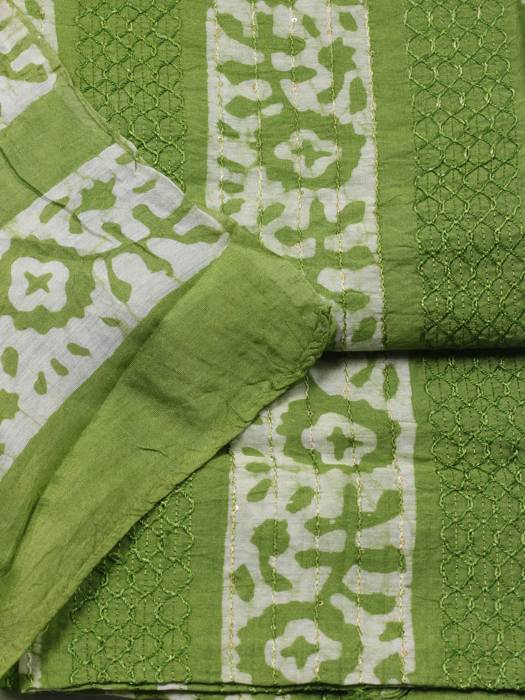 Batik Print Cotton Unstitched Suit Piece With Dupatta