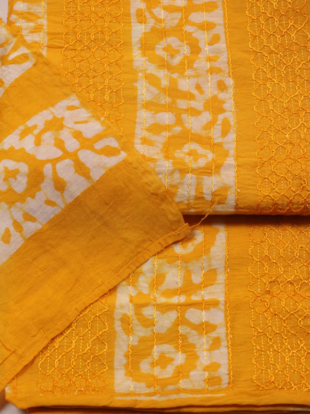 Batik Print Cotton Unstitched Suit Piece With Dupatta