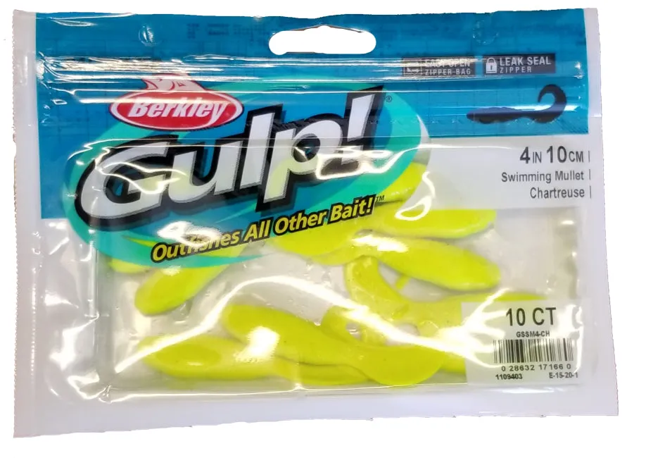 Berkley Gulp! Swimming Mullet Chartreuse 4"