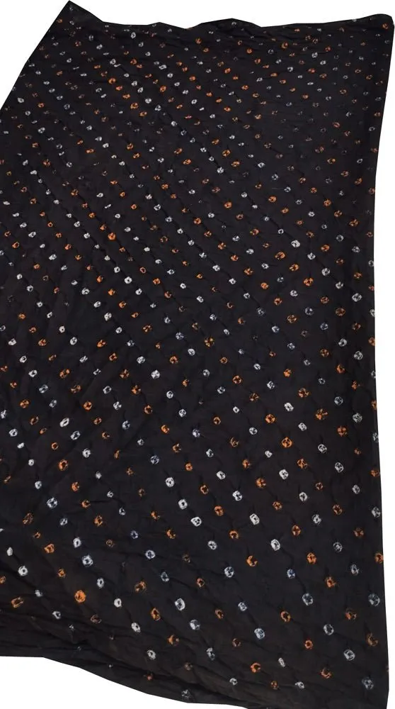 Black Bandhani Cotton Silk Fabric (  1 Mtr )