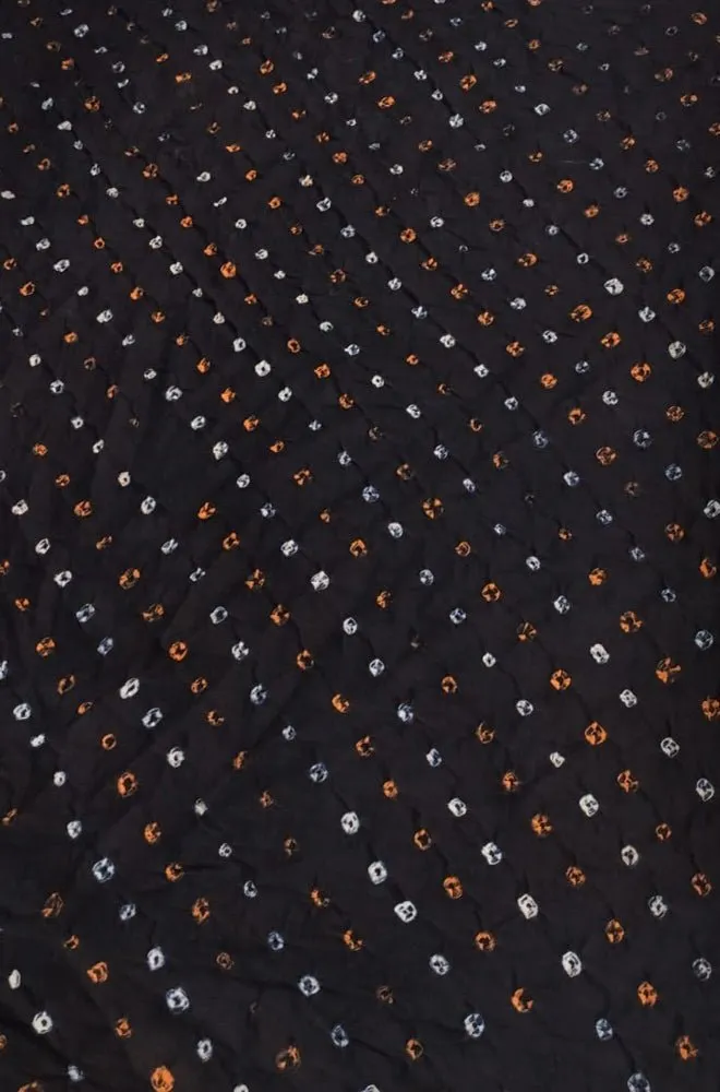 Black Bandhani Cotton Silk Fabric (  1 Mtr )