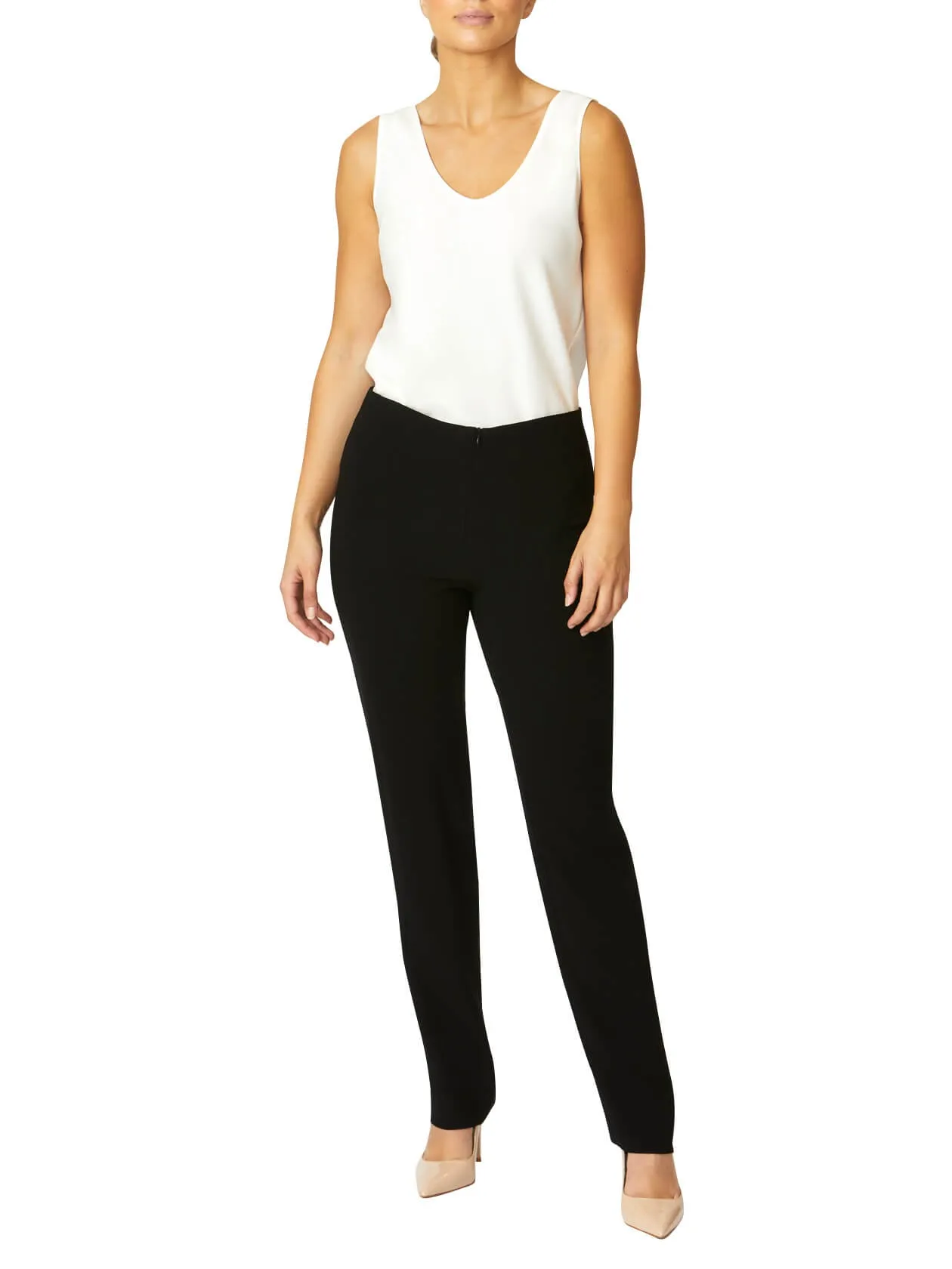 Black Crepe Straight Leg Pant