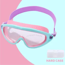 Cheng Pink Casket, Mint Border   Anti Fog UV Protection Leakproof Design Swim Goggles for Kids, 8yrs - 15 years